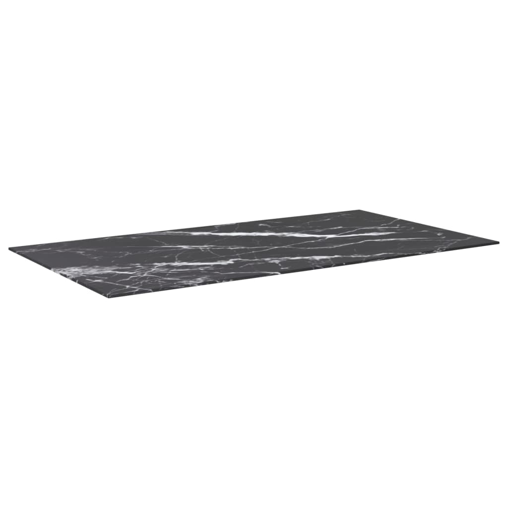 Blat masă negru 120x65 cm 8mm sticlă securizată design marmură