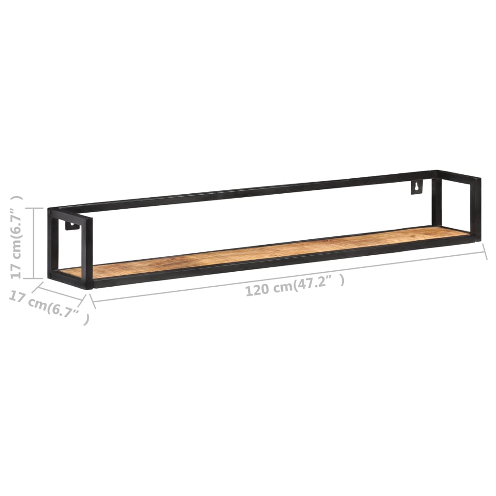 Rafturi de perete, 2 buc., 120 cm, lemn de mango nefinisat