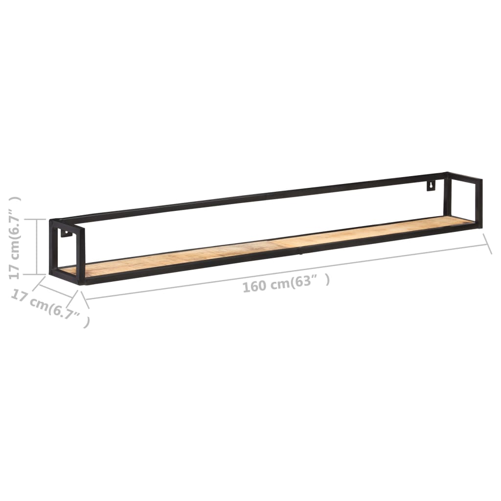 Rafturi de perete, 2 buc., 160 cm, lemn de mango nefinisat