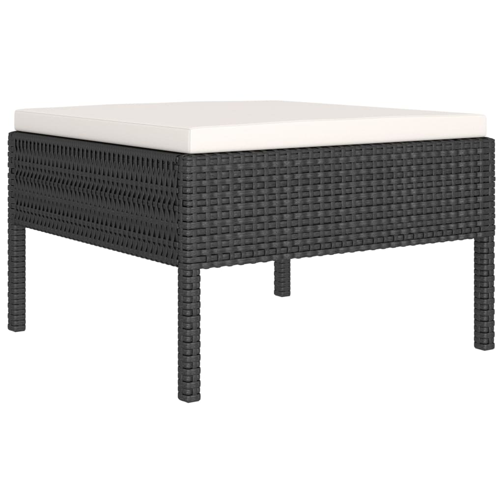 Set mobilier de grădină cu perne, 2 piese, negru, poliratan