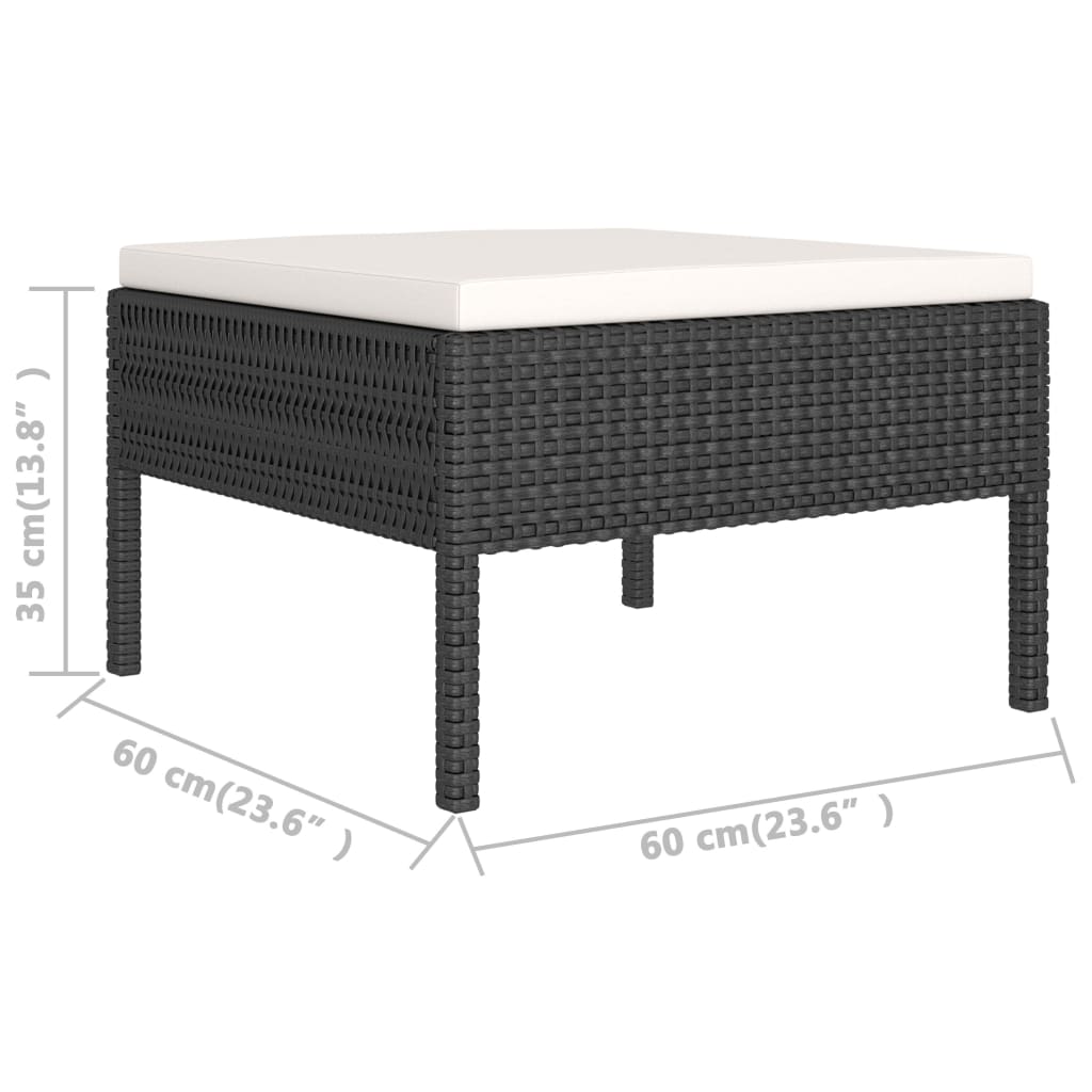 Set mobilier de grădină cu perne, 2 piese, negru, poliratan