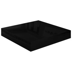 Rafturi de perete 2 buc. negru extralucios 23x23,5x3,8 cm, MDF