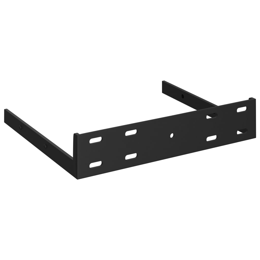 Rafturi de perete 2 buc. negru extralucios 23x23,5x3,8 cm, MDF