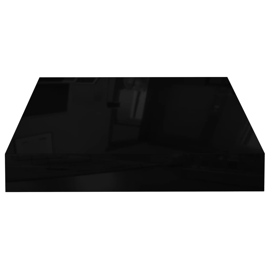 Rafturi de perete 4 buc. negru extralucios 23x23,5x3,8 cm, MDF