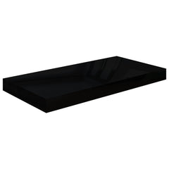 Raft de perete suspendat, negru extralucios, 50x23x3,8 cm, MDF