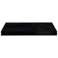 Raft de perete suspendat, negru extralucios, 50x23x3,8 cm, MDF