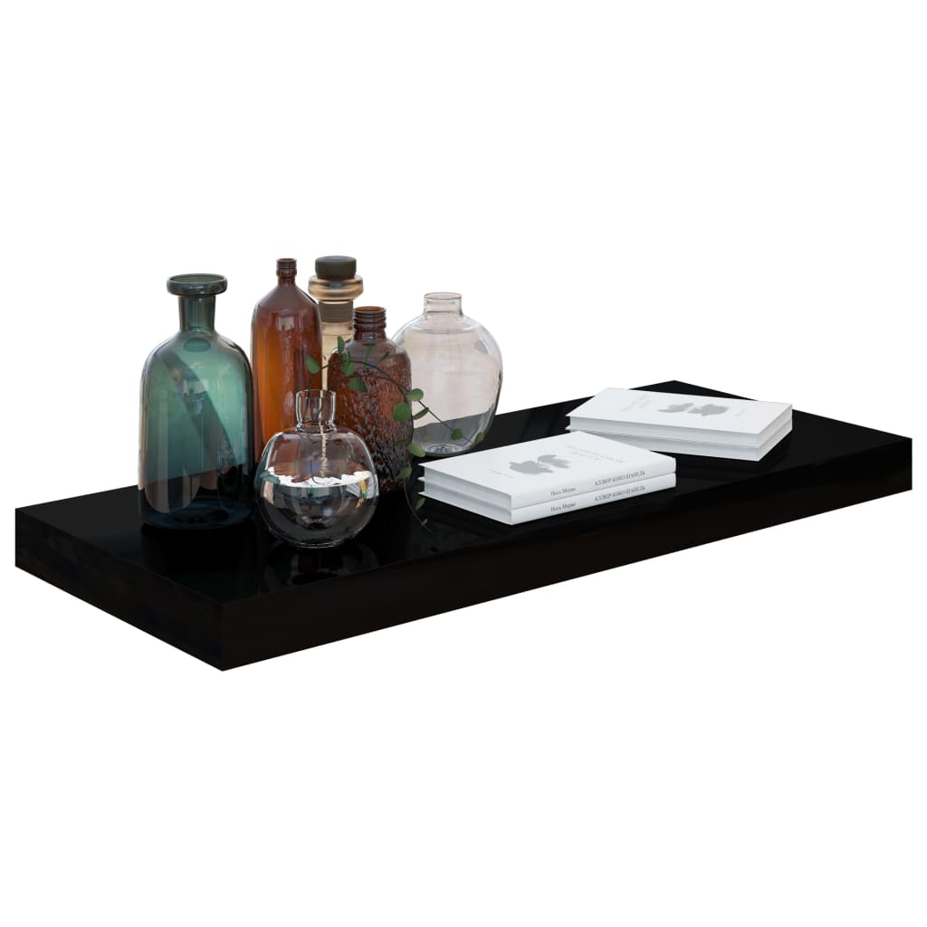 Rafturi de perete 4 buc. negru extralucios, 60x23,5x3,8 cm, MDF