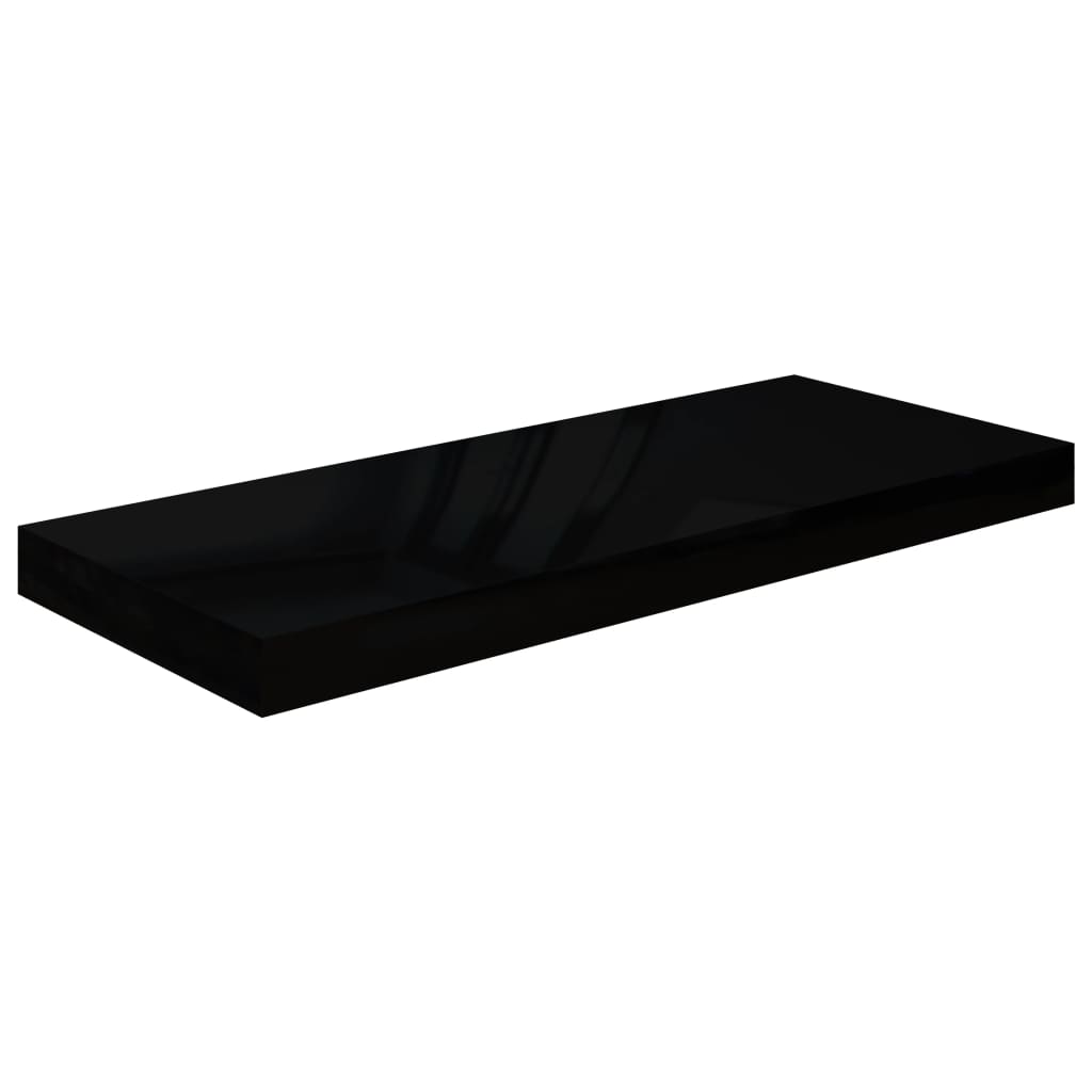 Rafturi de perete 4 buc. negru extralucios, 60x23,5x3,8 cm, MDF