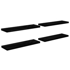 Rafturi de perete 4 buc. negru extralucios 120x23,5x3,8 cm MDF