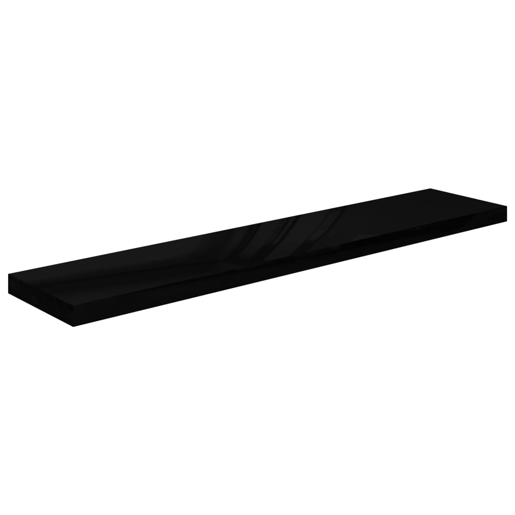 Rafturi de perete 4 buc. negru extralucios 120x23,5x3,8 cm MDF