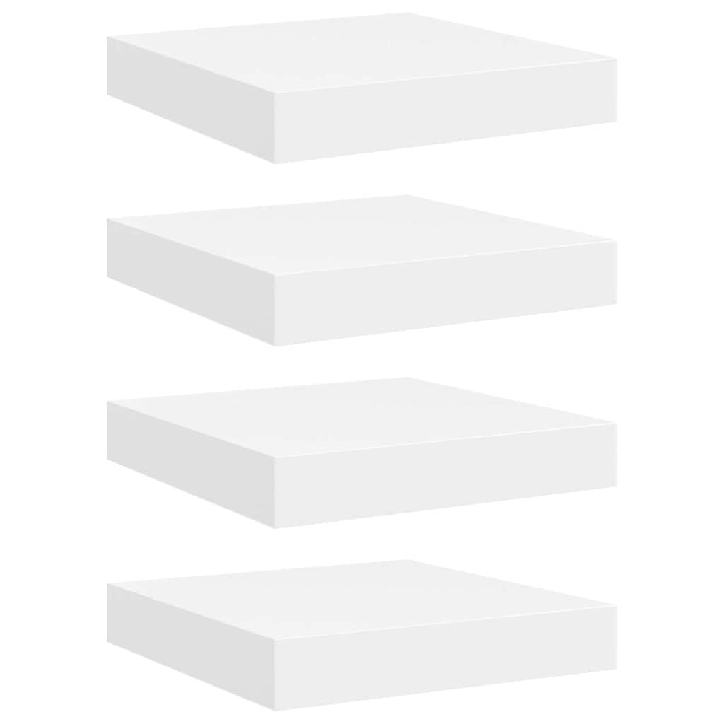 Rafturi de perete suspendate, 4 buc., alb, 23x23,5x3,8 cm, MDF
