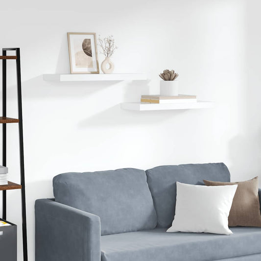 Rafturi de perete suspendate, 2 buc., alb, 60x23,5x3,8 cm, MDF