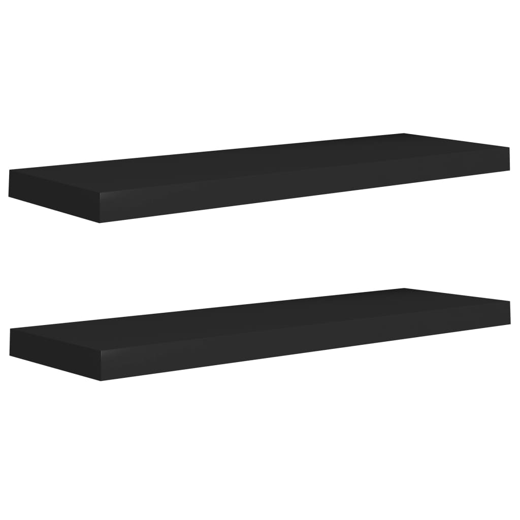 Rafturi de perete suspendate 2 buc., negru, 80x23,5x3,8 cm, MDF