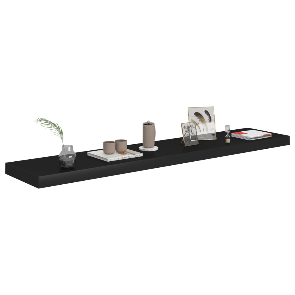 Rafturi de perete suspendate 4 buc. negru 120x23,5x3,8 cm MDF