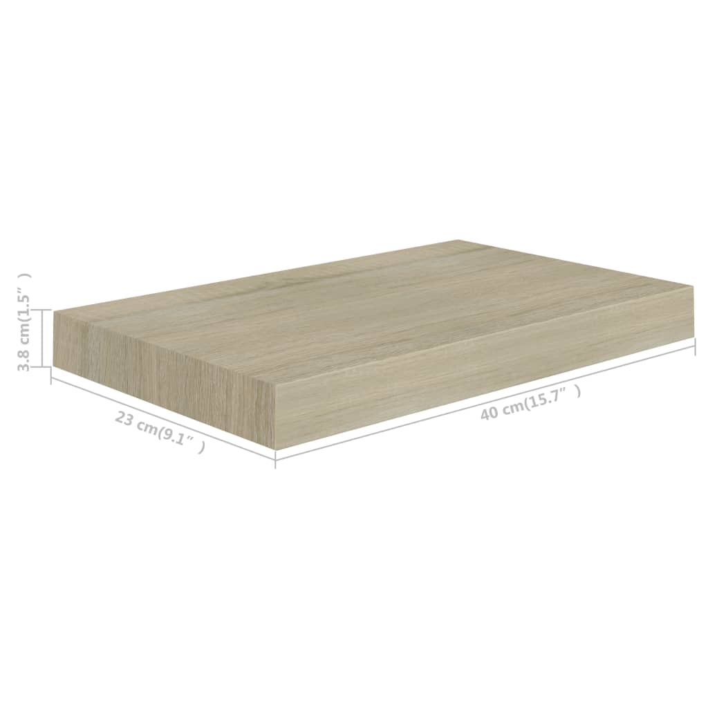 Rafturi de perete suspendate, 4 buc., stejar, 40x23x3,8 cm, MDF