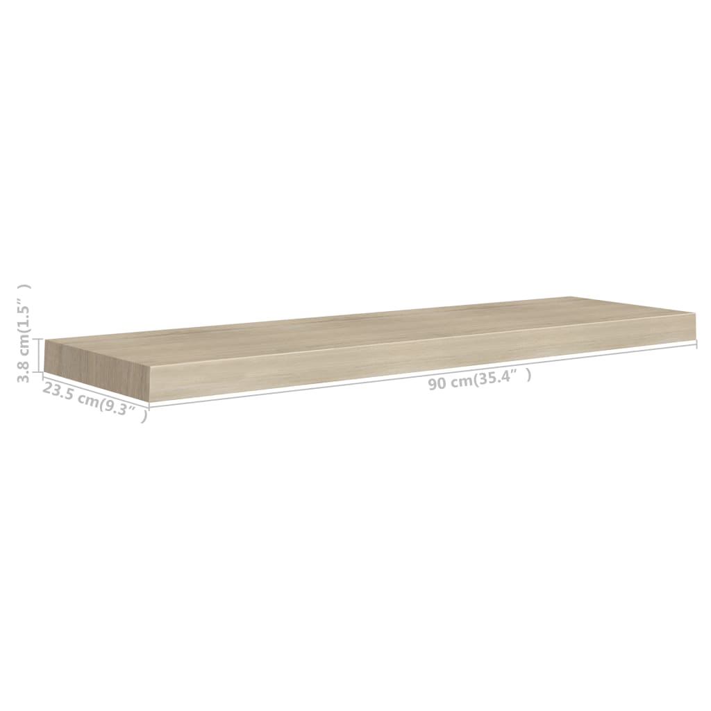 Rafturi de perete suspendate 2 buc., stejar, 90x23,5x3,8 cm MDF