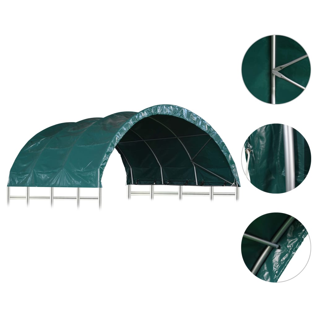 Cort pentru animale, verde, 3,7x3,7 m, PVC