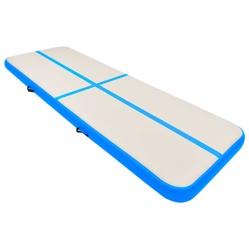 Saltea gimnastică gonflabilă cu pompă albastru 400x100x20cm PVC