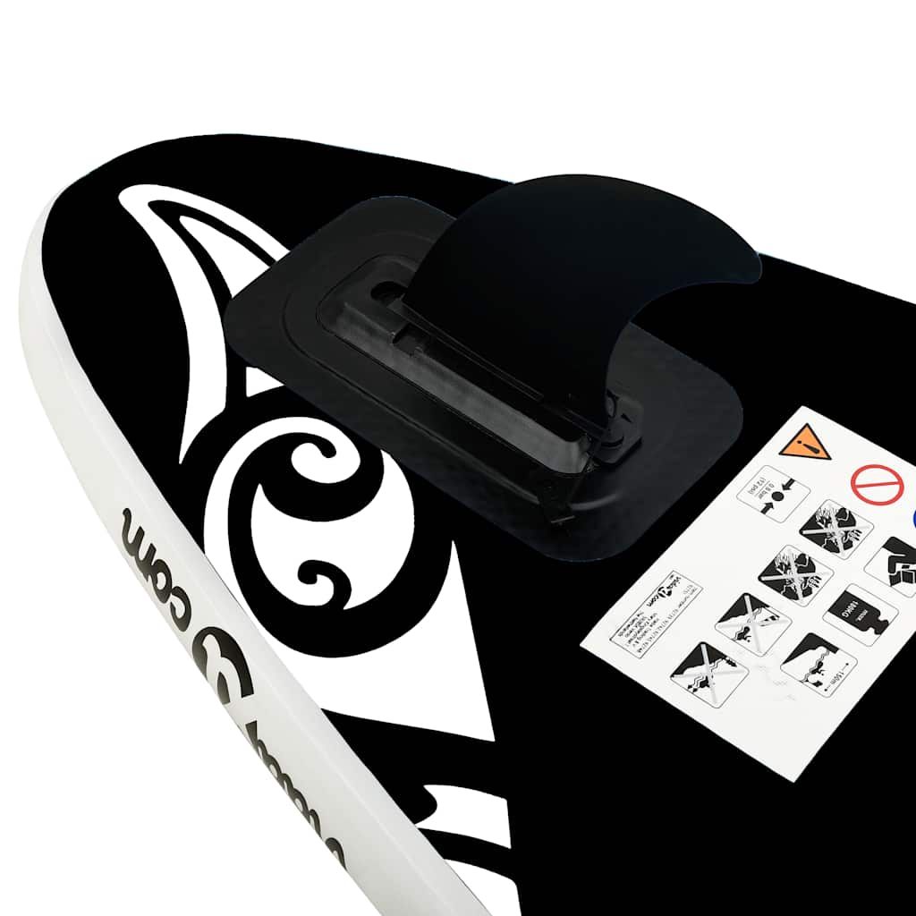 Set de placă SUP gonflabilă, negru, 305x76x15 cm