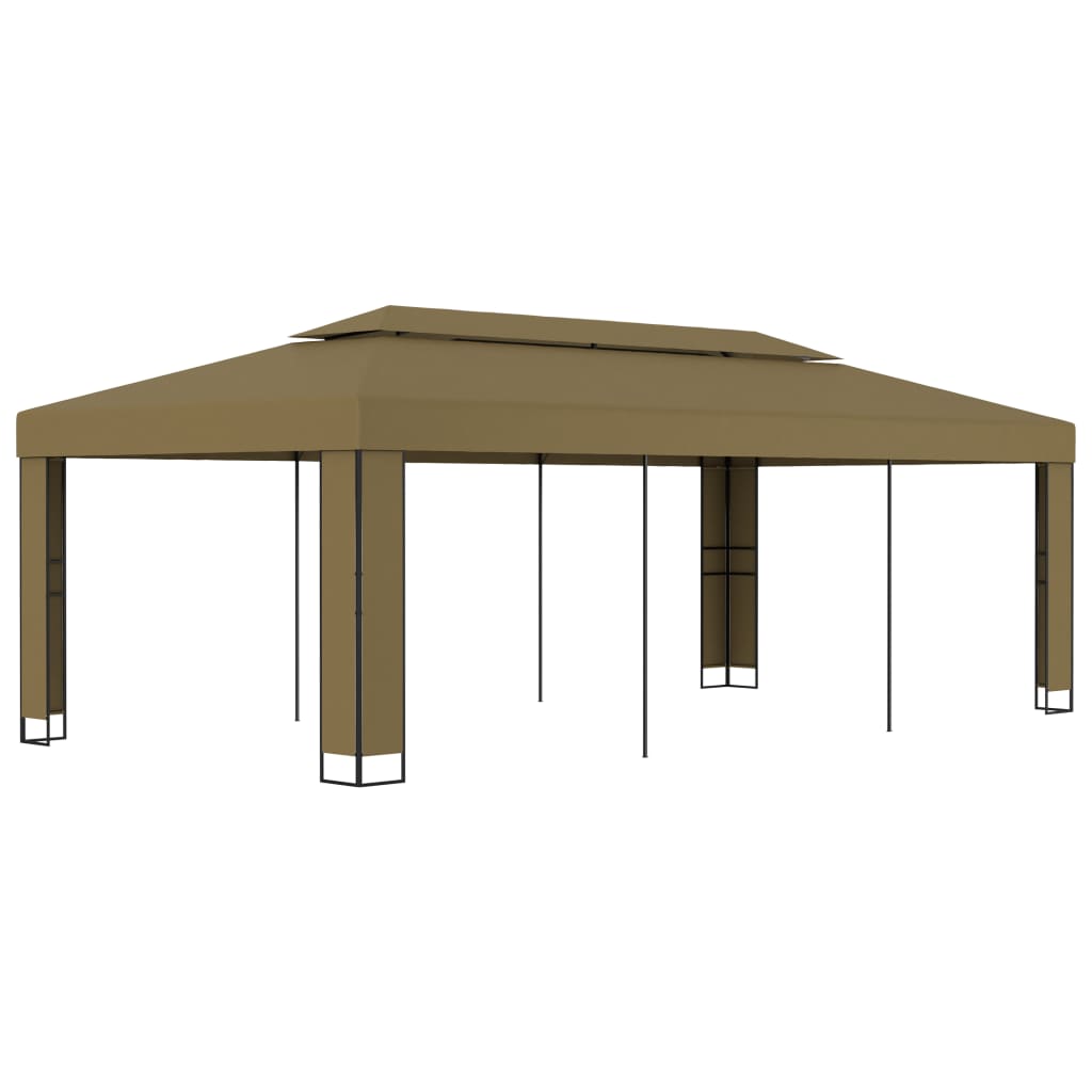 Pavilion cu acoperiș dublu, gri taupe, 3 x 6 m, 180 g/m²