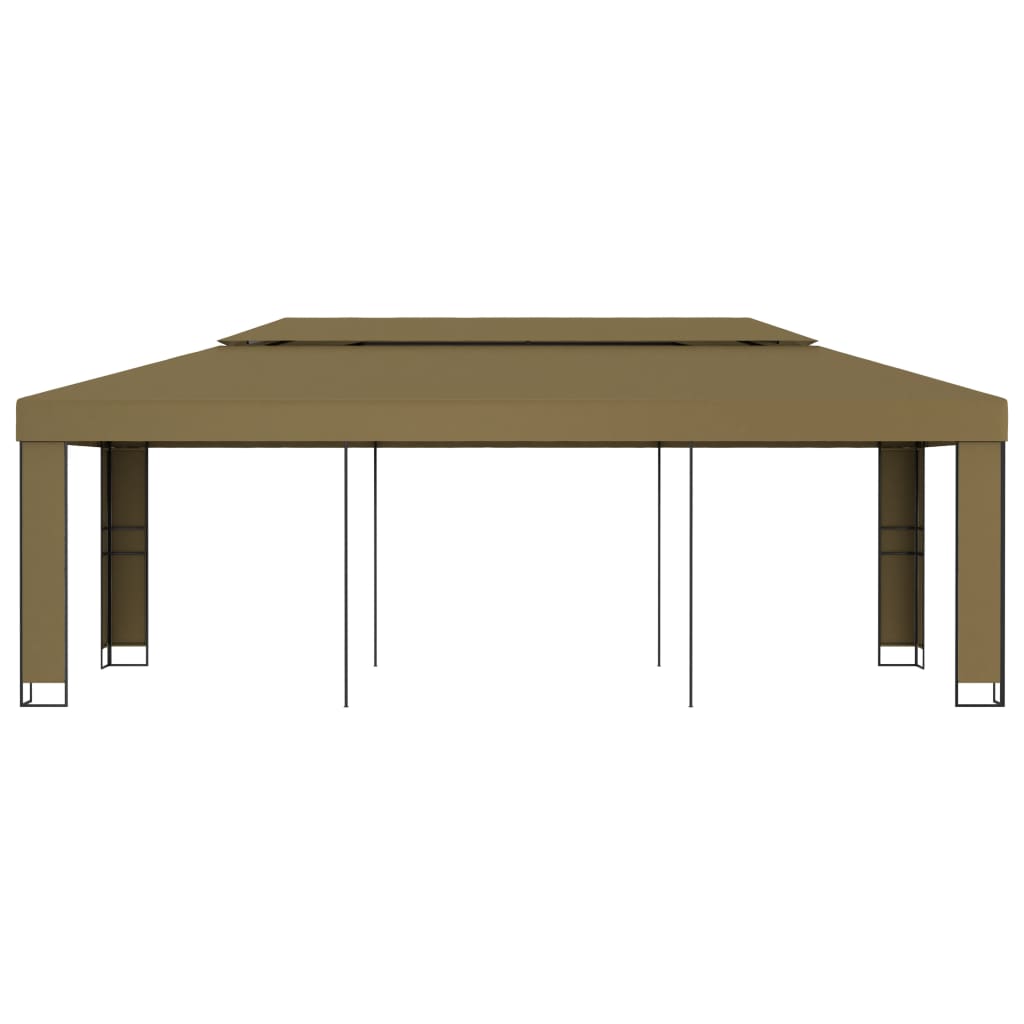 Pavilion cu acoperiș dublu, gri taupe, 3 x 6 m, 180 g/m²