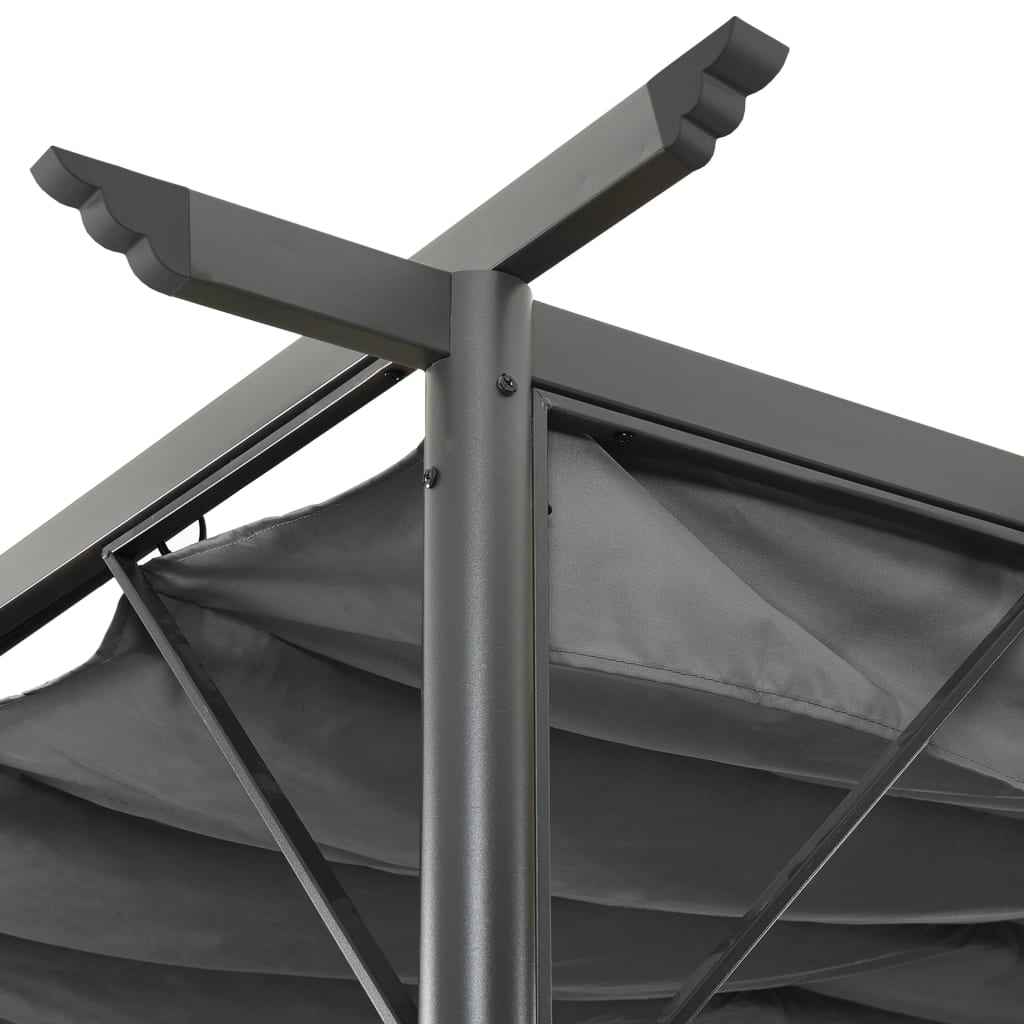 Pergolă cu acoperiș retractabil, antracit, 3x3m, oțel, 180 g/m²