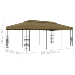 Pavilion de grădină, gri taupe, 6 x 3 x 2,7 m, 180 g/m²