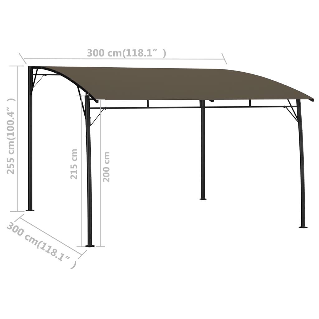 Copertină pavilion de grădină, gri taupe, 3 x 3 x 2,55 m