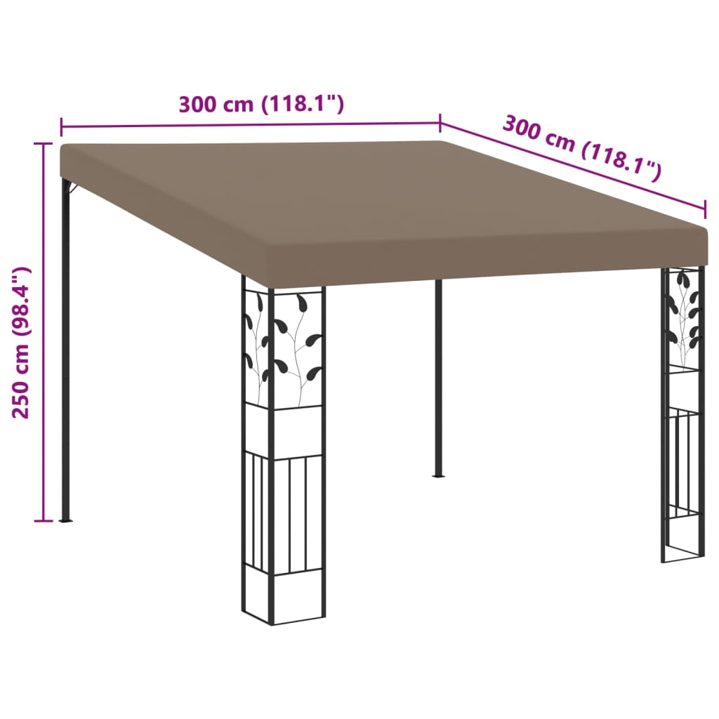 Pavilion montat pe perete, gri taupe, 3x3x2,5 m