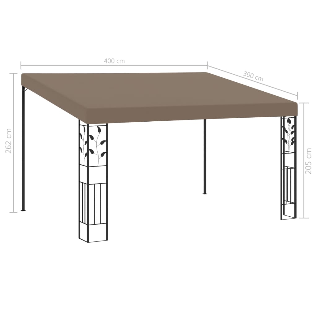 Pavilion montat de perete, gri taupe, 4 x 3 x 2,5 m