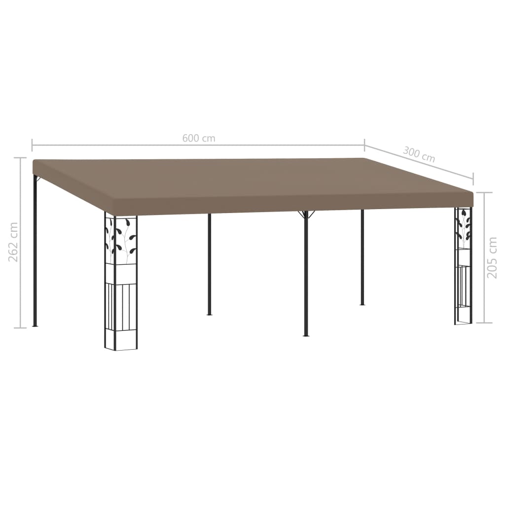 Pavilion montat de perete, gri taupe, 6 x 3 x 2,5 m