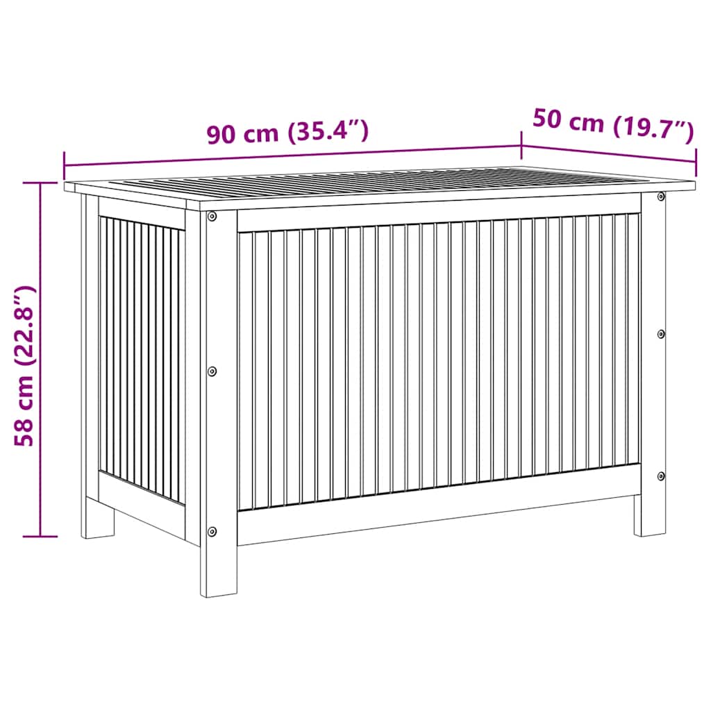 Ladă de depozitare grădină, 90x50x58 cm, lemn masiv de acacia