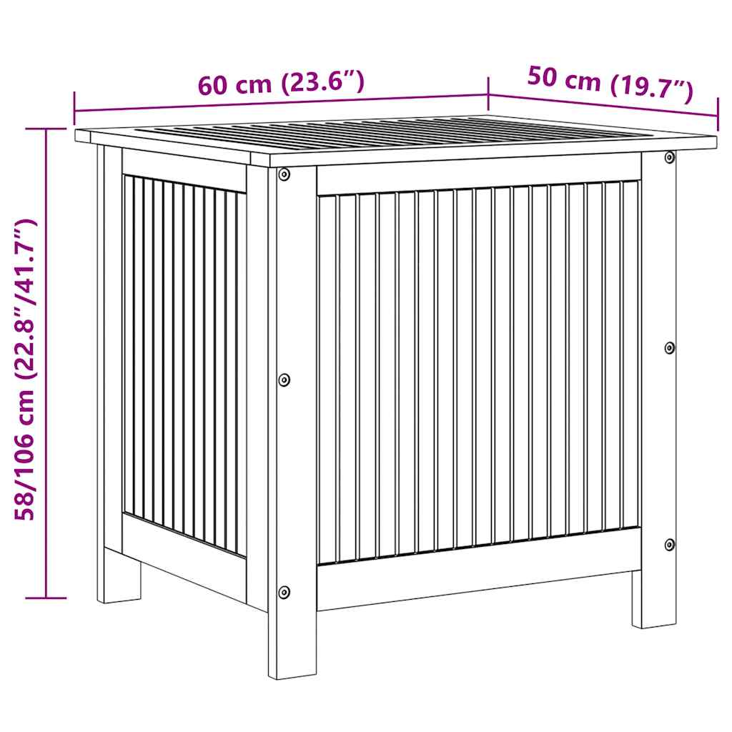 Ladă de depozitare grădină, 60x50x58 cm, lemn masiv de acacia