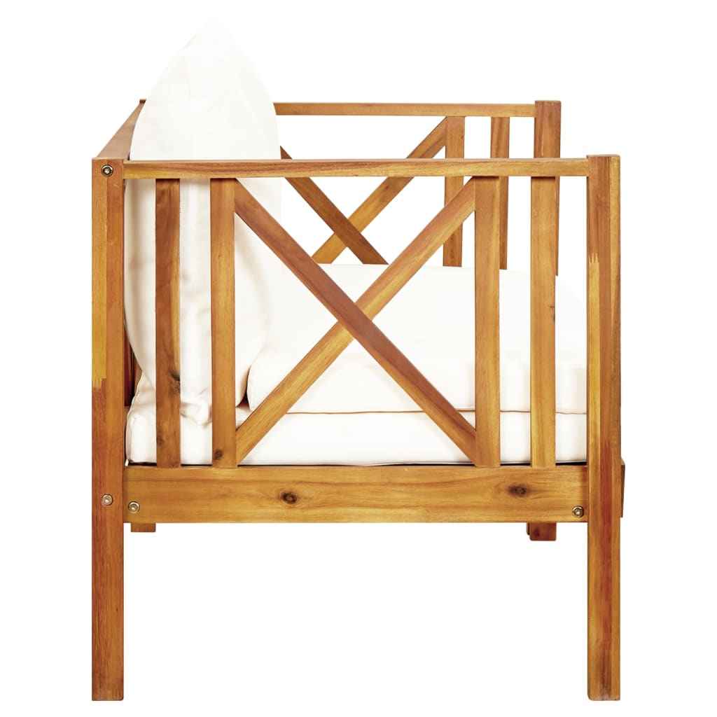 Bancă grădină cu 2 locuri & perne, 122 cm, lemn masiv acacia