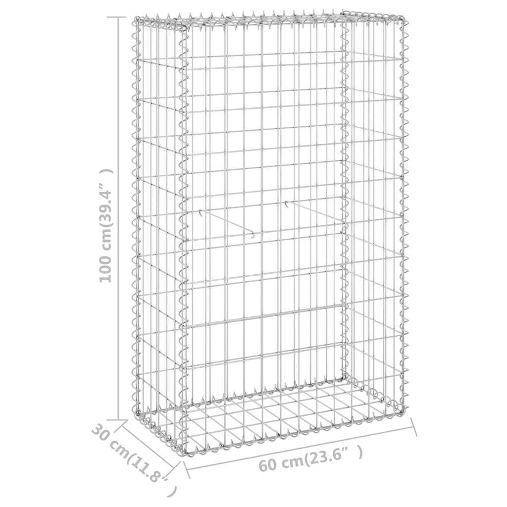 Perete gabion cu capace, 60 x 30 x 100 cm, oțel galvanizat