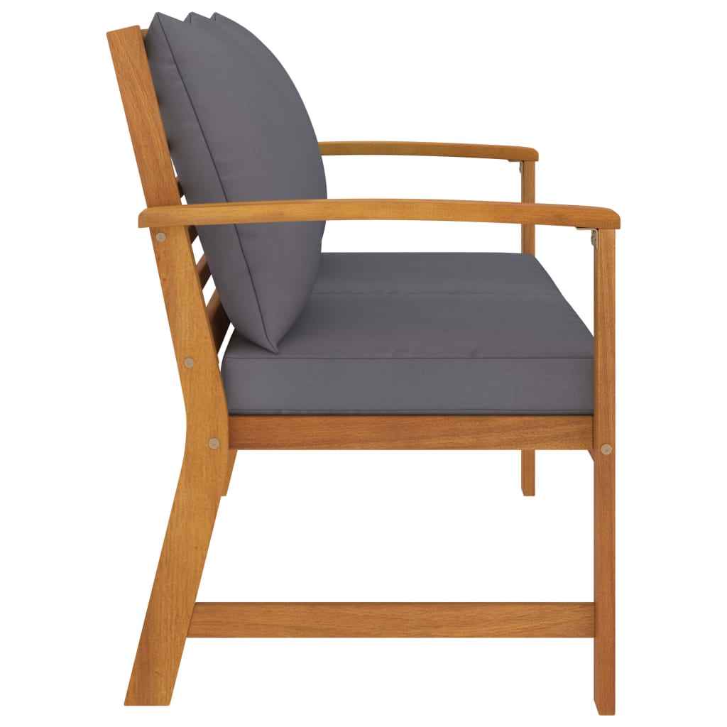 Bancă de grădină cu pernă gri închis 120cm lemn masiv de acacia