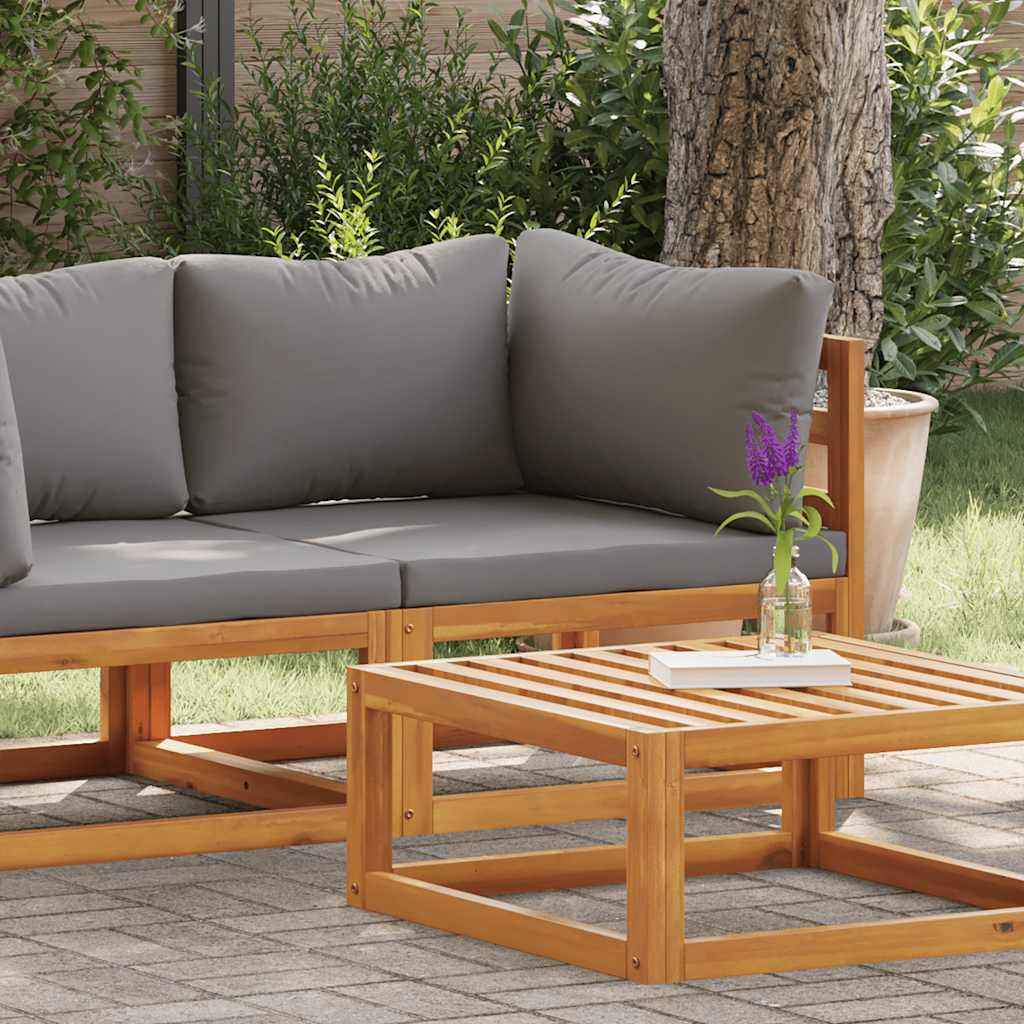 Canapea de colț modulară, pernă gri închis, lemn masiv acacia