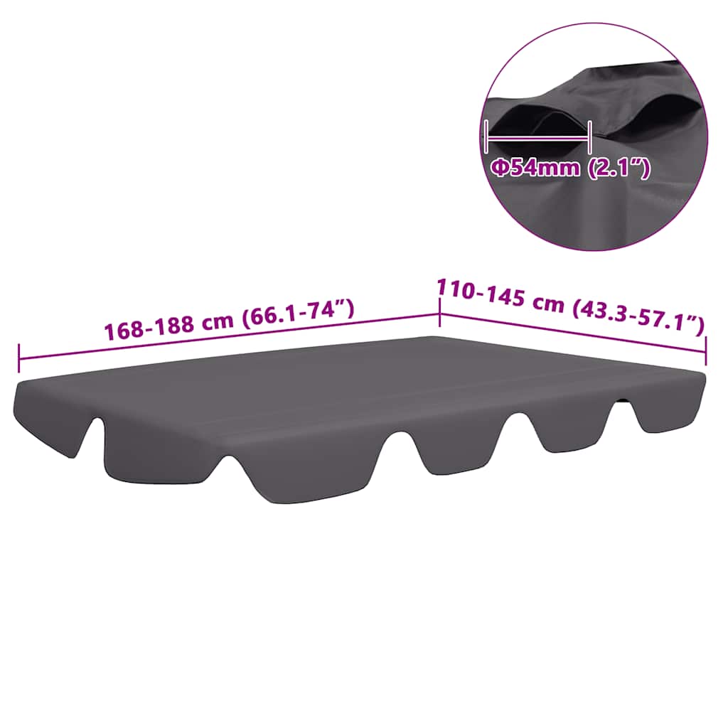 Copertină de rezervă leagăn grădină antracit 188/168x145/110cm