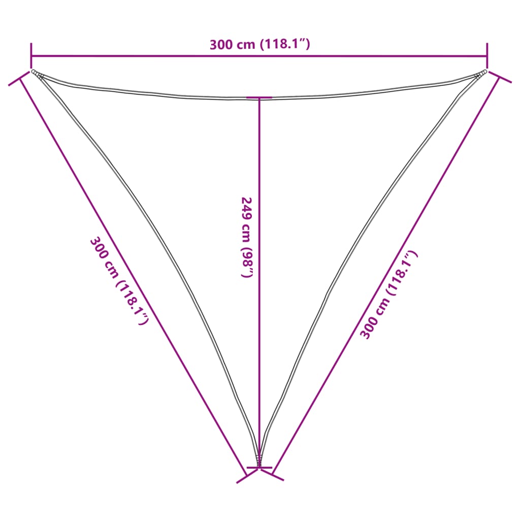 Pânză parasolar, crem, 3x3x3 m, țesătură oxford, triunghiular