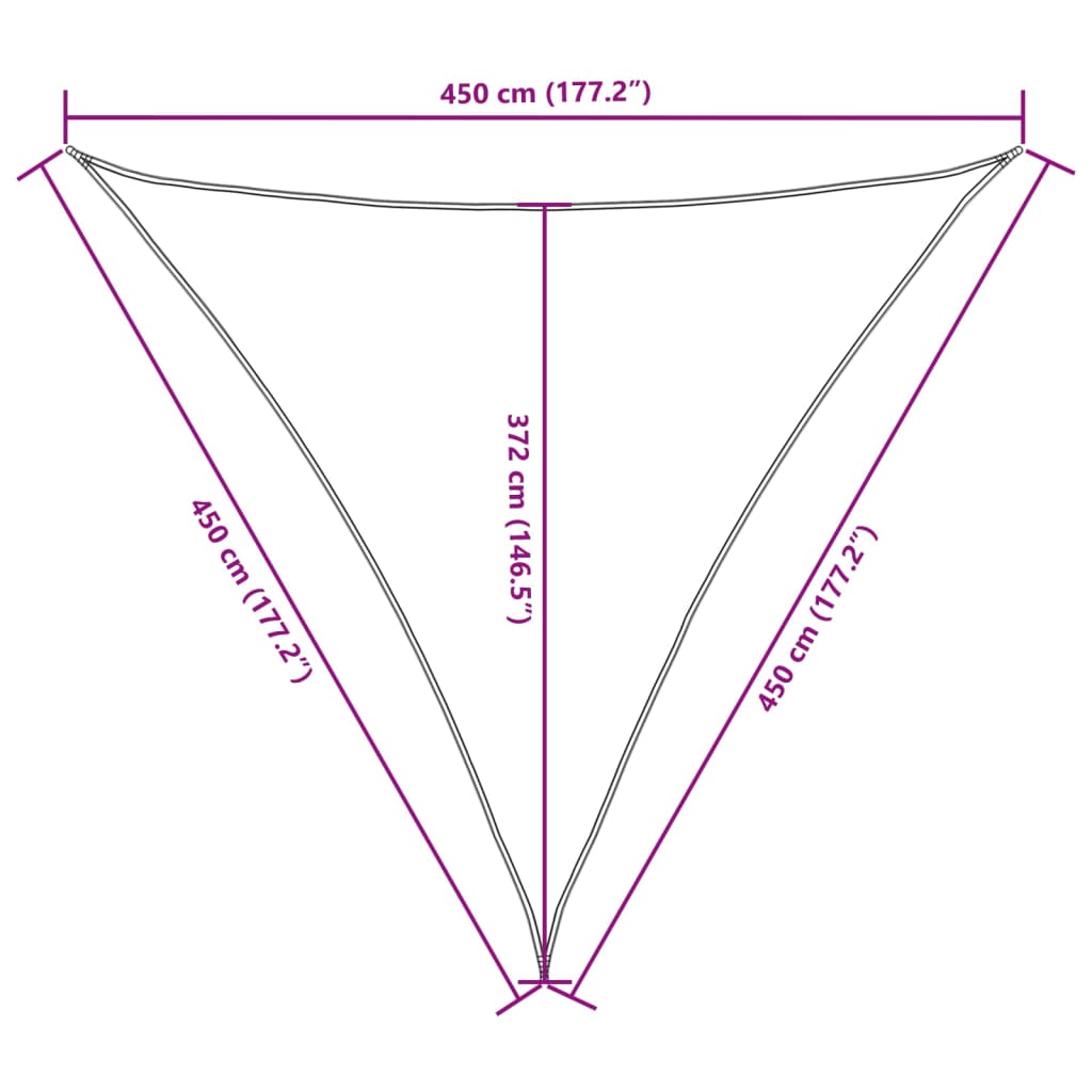 Parasolar, crem, 4,5x4,5x4,5 m, țesătură oxford, triunghiular