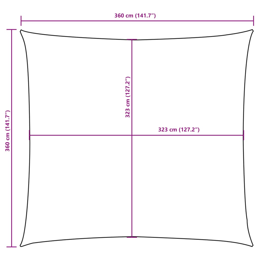 Pânză parasolar, alb, 3,6x3,6 m, țesătură oxford, pătrat