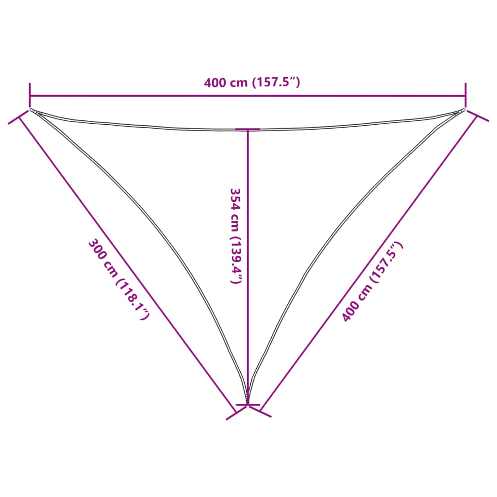 Pânză parasolar, alb, 3x4x4 m, țesătură oxford, triunghiular