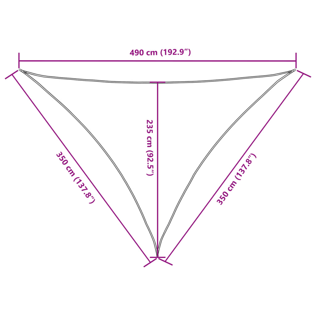 Parasolar, alb, 3,5x3,5x4,9 m, țesătură oxford, triunghiular