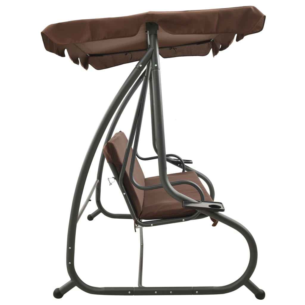 Balansoar de exterior cu copertină, cafeniu