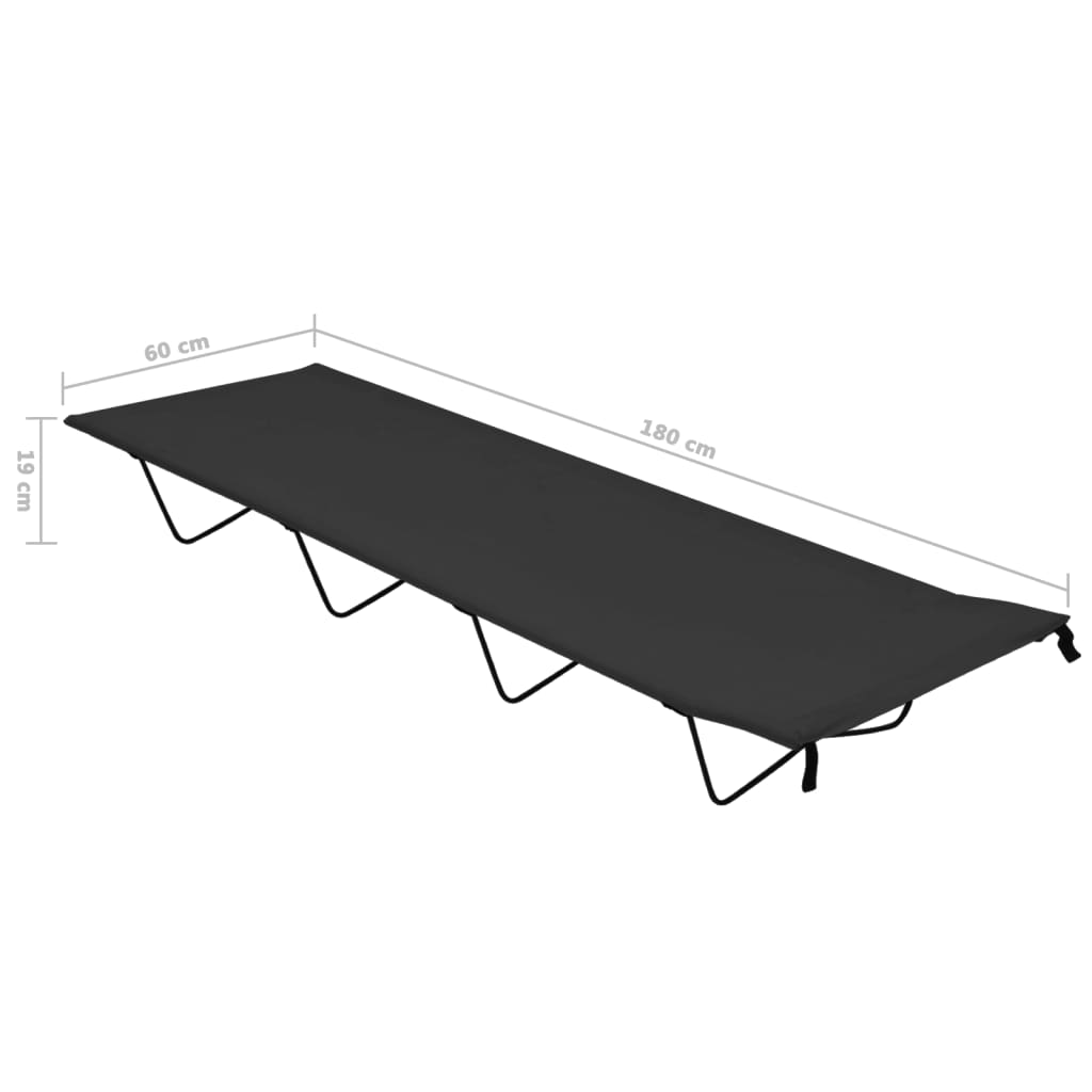 Paturi camping 2 buc. negru, 180x60x19 cm țesătură oxford&oțel