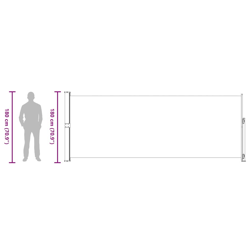 Copertină laterală retractabilă de terasă, negru, 180x500 cm