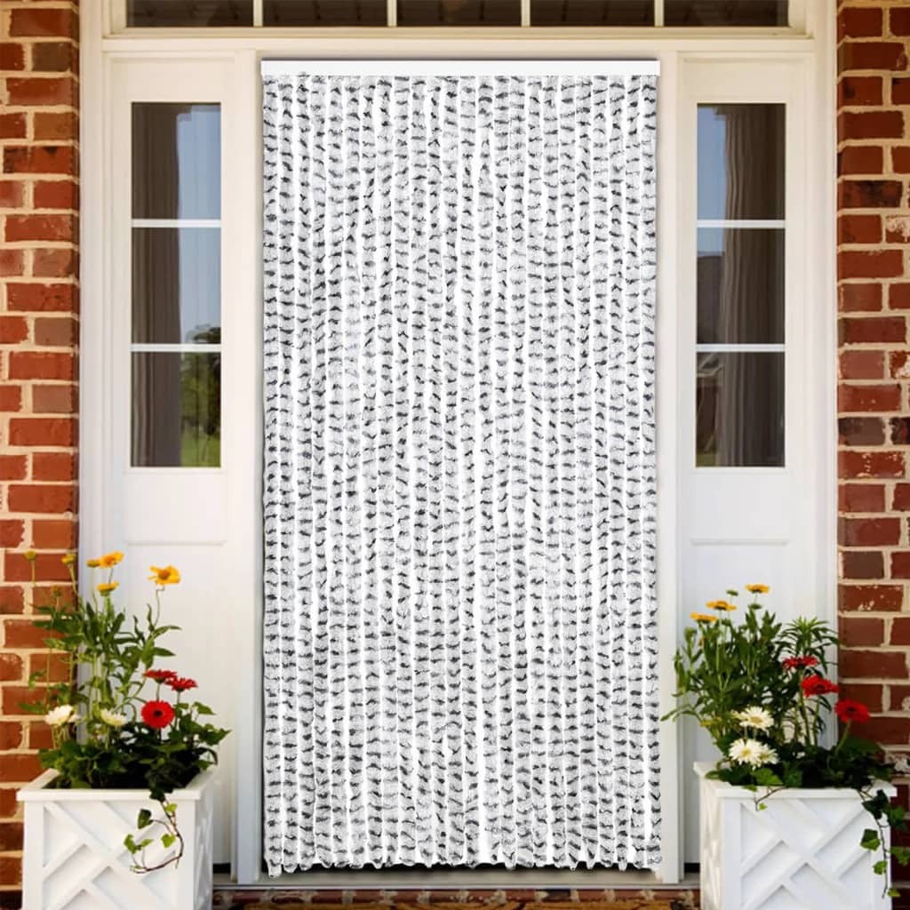 Perdea insecte, gri deschis & gri închis, 100x220 cm, chenille