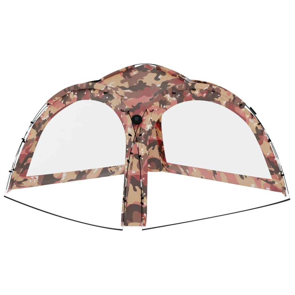 Cort de petrecere cu LED și 4 pereți, camuflaj, 3,6x3,6x2,3 m