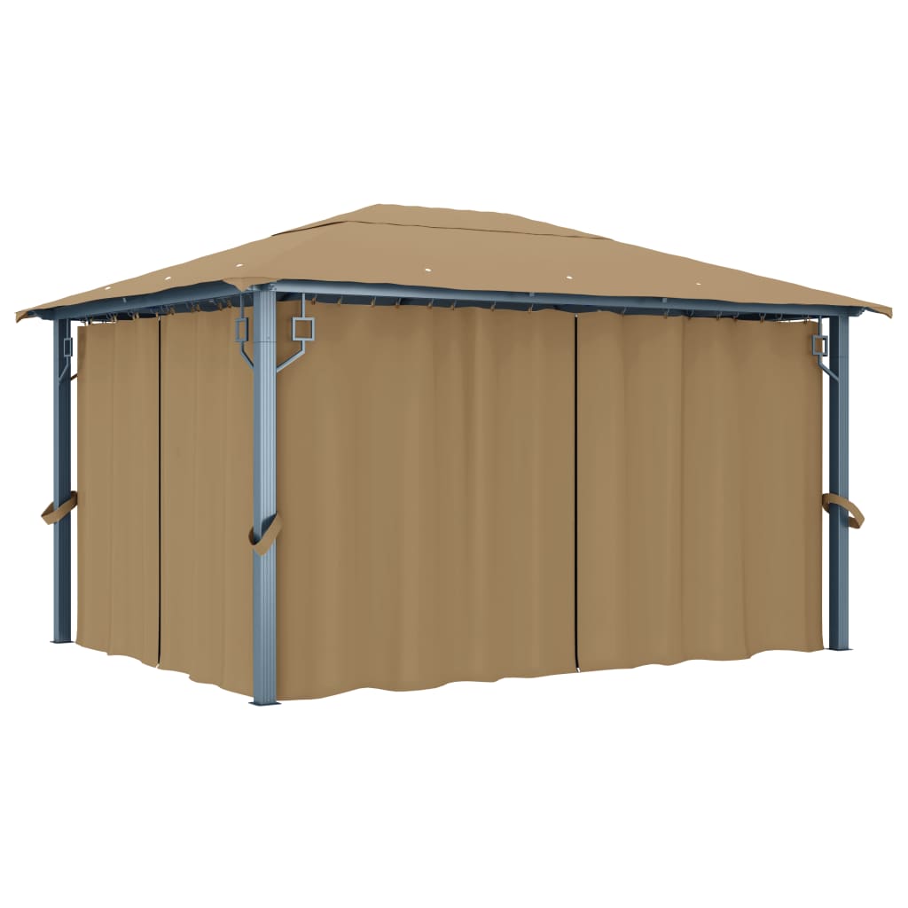 Pavilion cu perdele, gri taupe, 400 x 300 cm, aluminiu