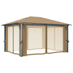 Pavilion cu perdele, gri taupe, 400 x 300 cm, aluminiu